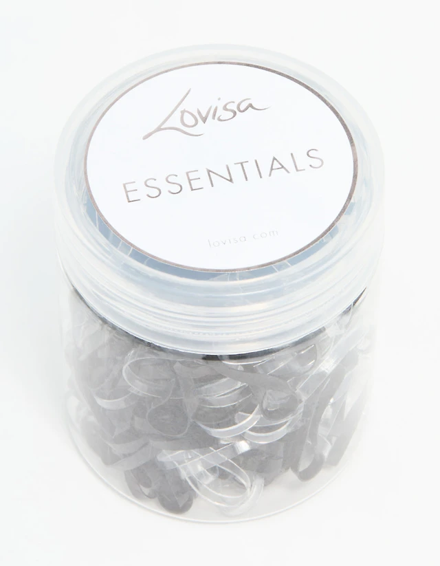 Black & Clear Elastic Hair Ties 300-Pack