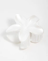 White Frangipani Flower Claw Clip
