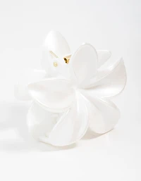 White Frangipani Flower Claw Clip