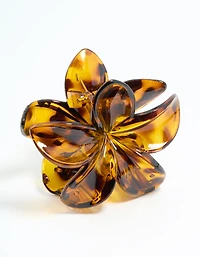Neutral Acrylic Frangipani Flower Claw Clip
