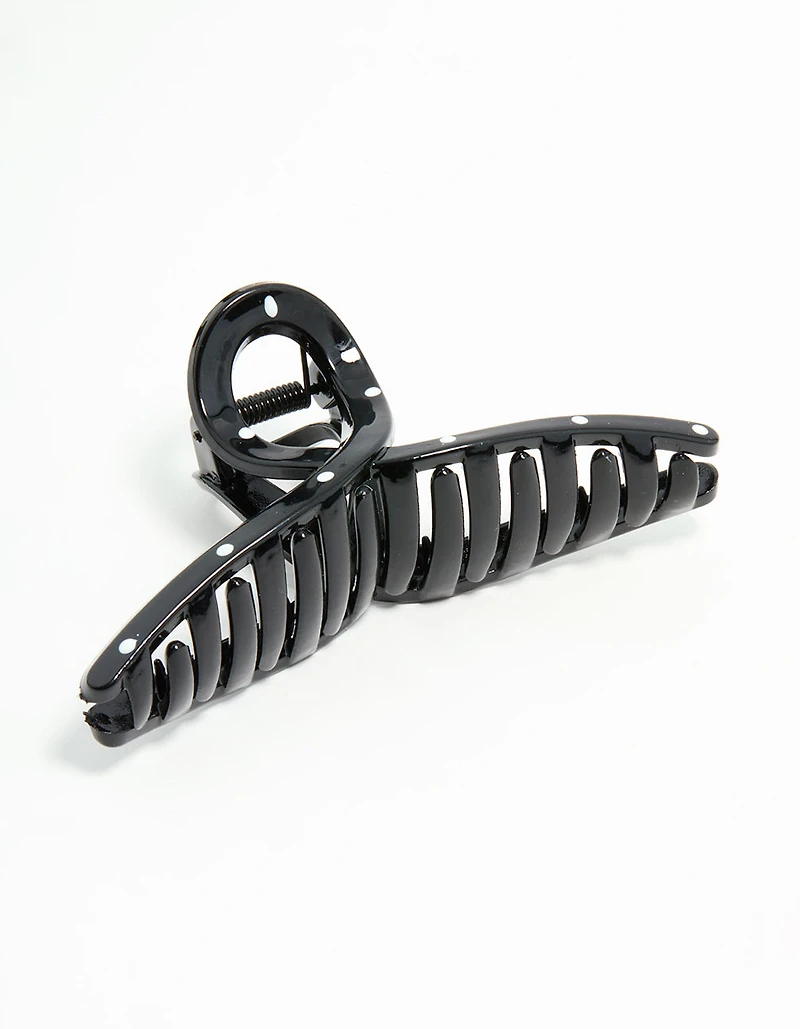 Black & White Polka Dot Loop Claw Clip