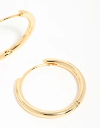 Gold Plated Brass Thin Medium Huggie Earrings