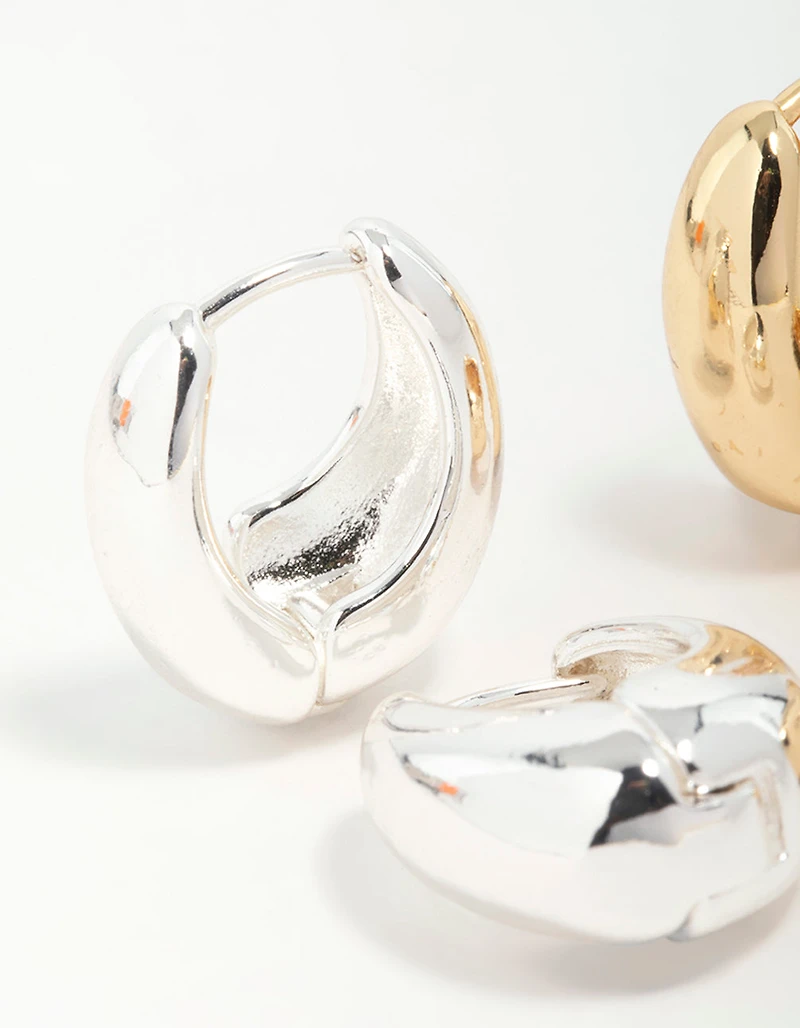 Mixed Metal Hoop Earrings 2-Pack