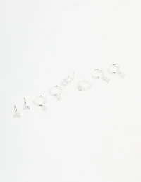 Silver Plated Brass Diamante Baguette Flower Hoop & Stud Earrings 4-Pack