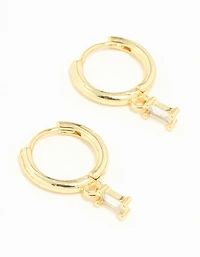 Gold Plated Brass Cubic Zirconia Chain & Stud Earrings 3-Pack