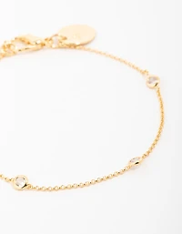 Gold Plated Brass Cubic Zirconia Dainty Bracelet