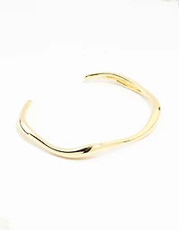 Gold Plated Brass Wavy Open Wrist Cuff
