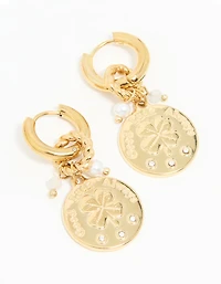 Boucles d’oreilles imperméables en acier inoxydable plaqué or en forme de trèfle