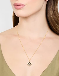 Collier pendentif émail fleur en acier inoxydable plaqué or imperméable