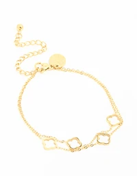 Waterproof Gold Plated Stainless Steel Hollow Flower Layered Bracelet