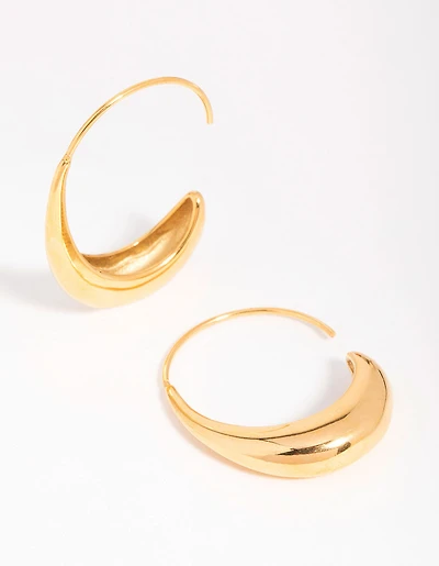 Waterproof Gold Plated Stainless Steel Thick Half Hoop Earrings