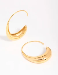 Waterproof Gold Plated Stainless Steel Thick Half Hoop Earrings