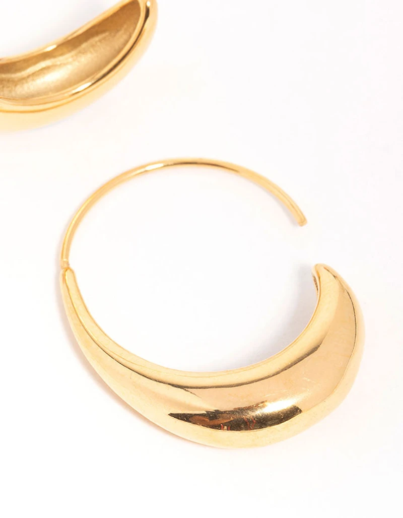 Waterproof Gold Plated Stainless Steel Thick Half Hoop Earrings