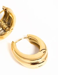 Boucles d’oreilles imperméables en acier inoxydable plaqué or avec charnières à anneaux