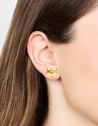 Boucles d’oreilles imperméables en acier inoxydable en fusion en forme de cœur, plaquées or et imperméables