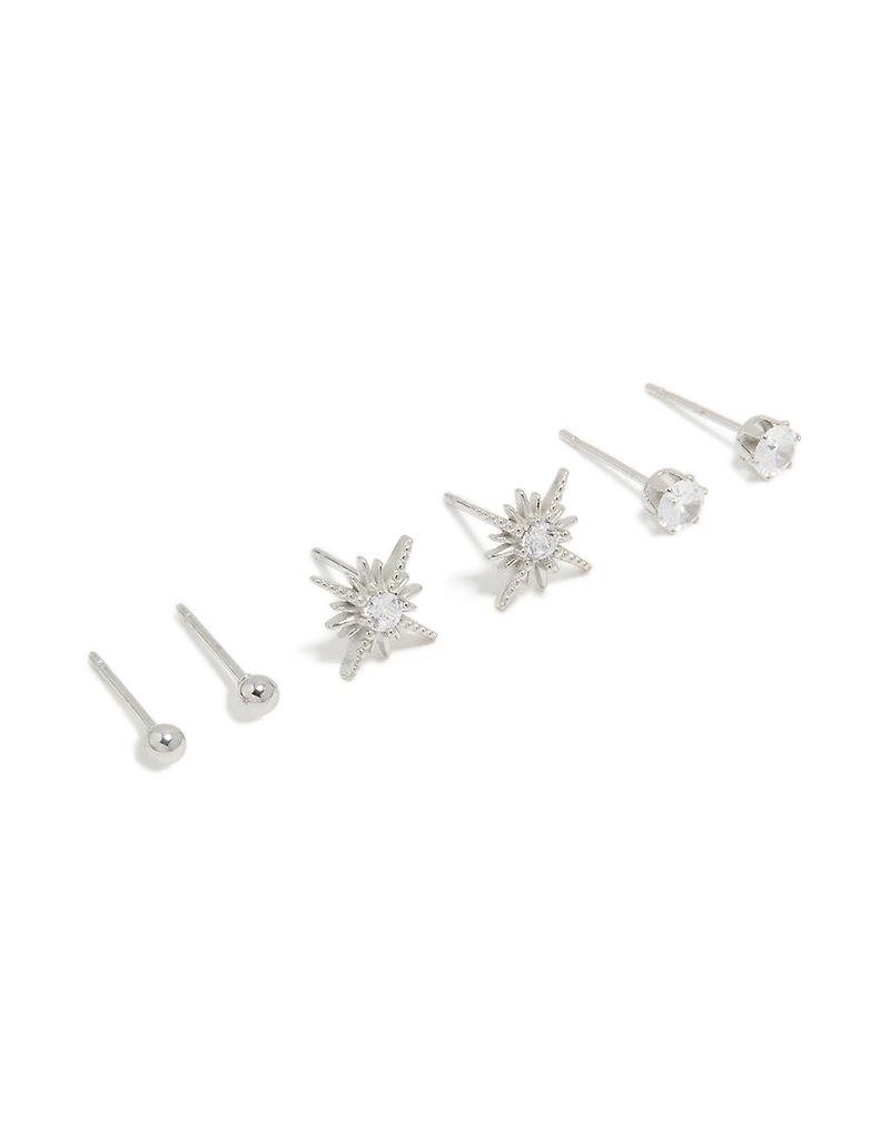 Waterproof Stainless Steel Celestial Stud Earrings Pack