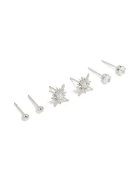 Waterproof Stainless Steel Celestial Stud Earrings Pack