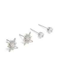 Waterproof Stainless Steel Celestial Stud Earrings Pack