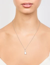 Waterproof Stainless Steel Cubic Zirconia Pear Pendant Necklace