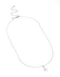 Waterproof Stainless Steel Cubic Zirconia Pear Pendant Necklace