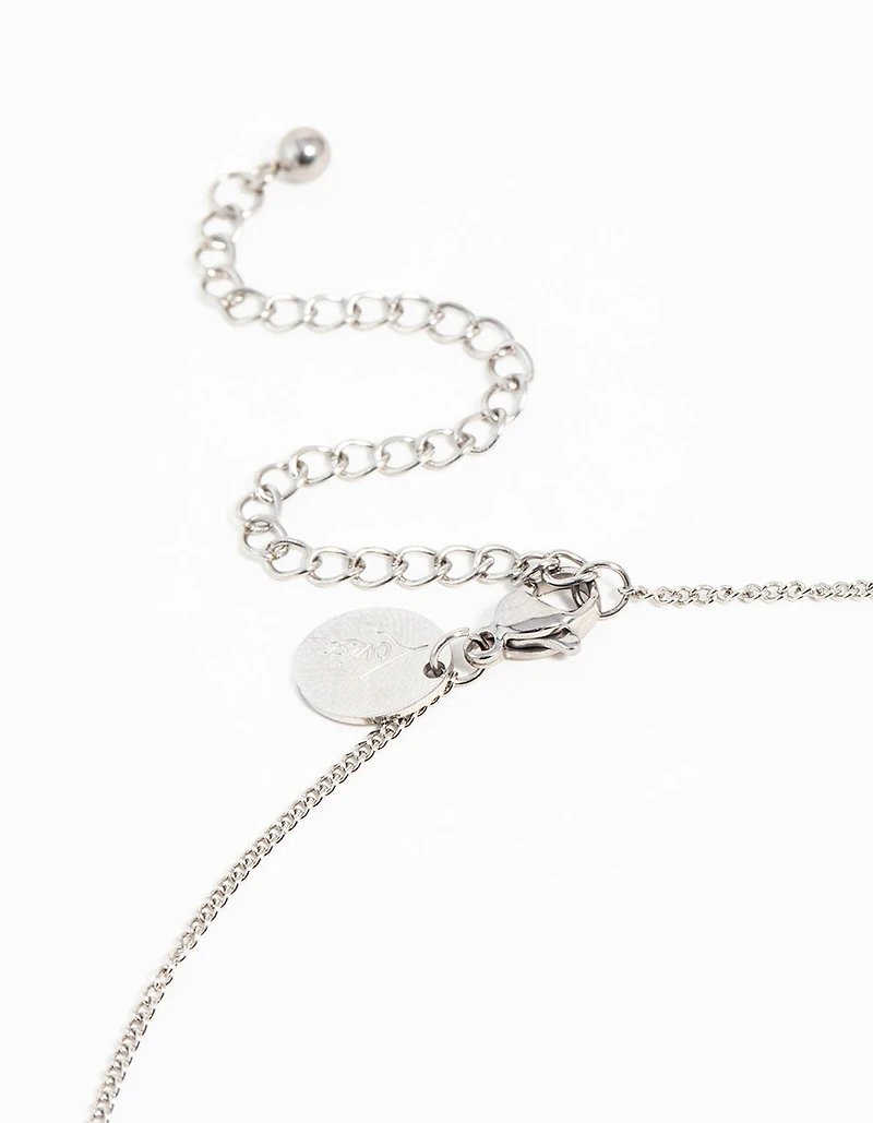 Waterproof Stainless Steel Cubic Zirconia Pear Pendant Necklace