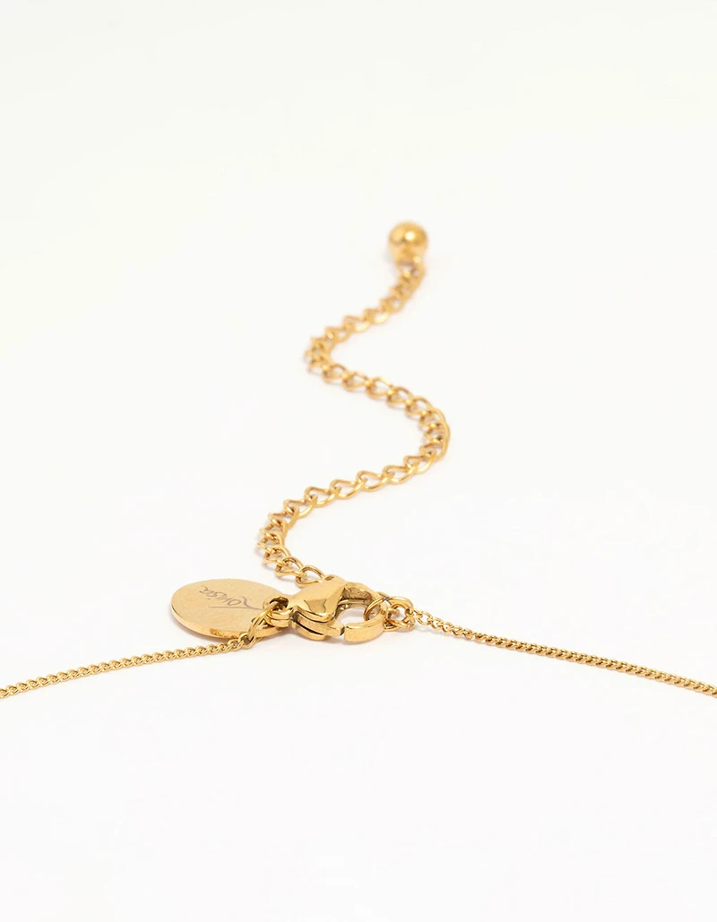 Waterproof Gold Plated Stainless Steel Freshwater Pearl Molten Hoop Pendant Necklace