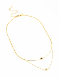 Waterproof Gold Plated Stainless Steel Ball Pendant Layered Necklace