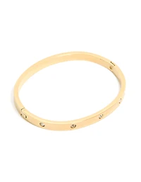 Waterproof Gold Plated Stainless Steel Diamante Hinged Bangle