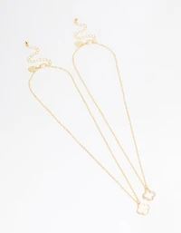 Gold Plated Flower Pendant Necklaces 2-Pack