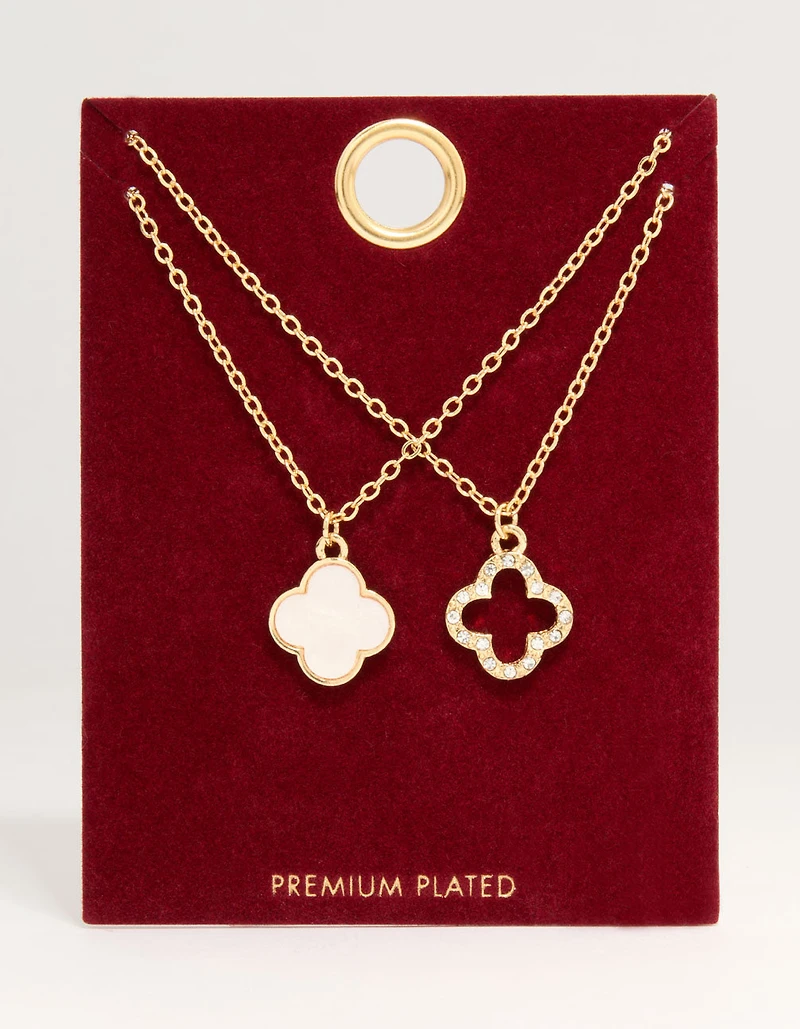 Gold Plated Flower Pendant Necklaces 2-Pack