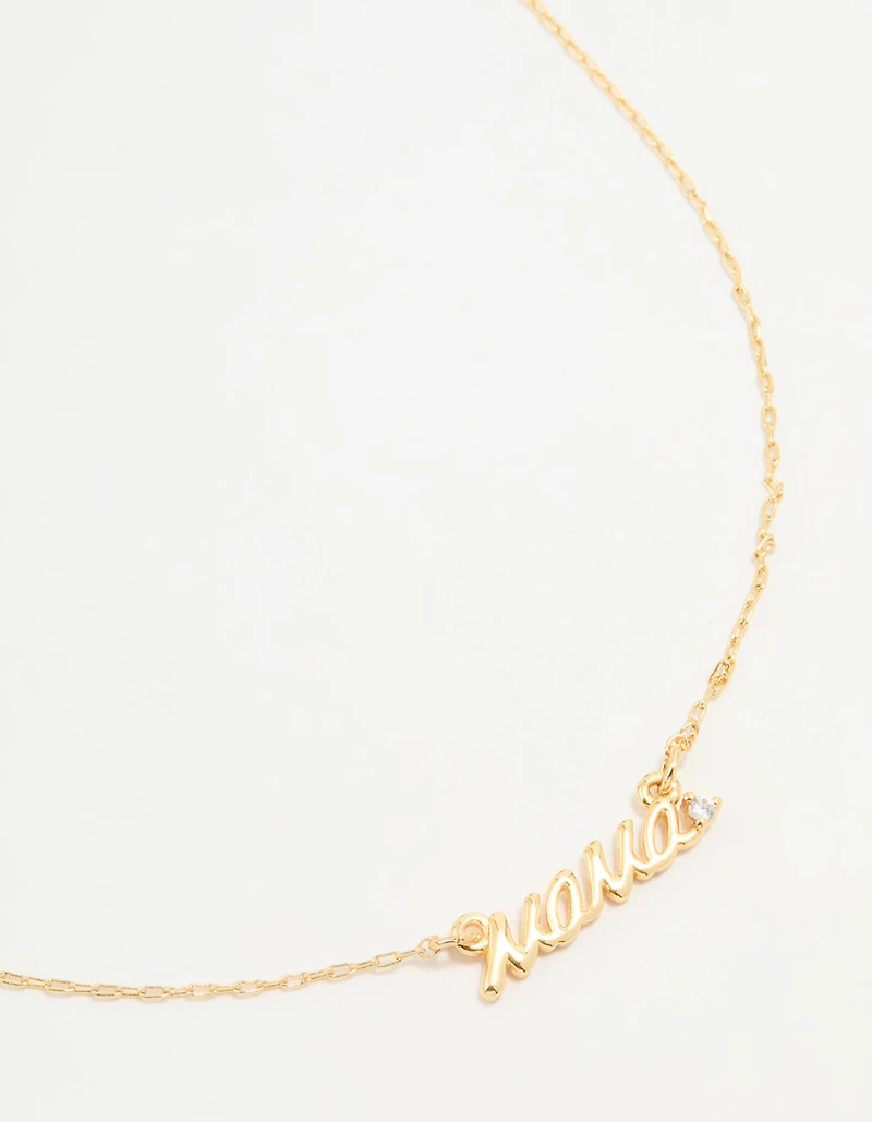 Gold Plated Mama Pendant Necklace