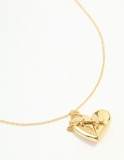 Gold Plated Heart Locket Pendant Necklace