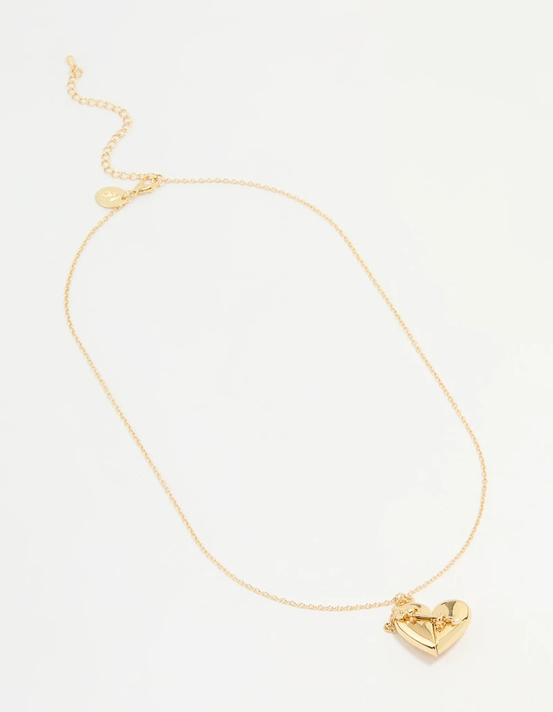Gold Plated Heart Locket Pendant Necklace