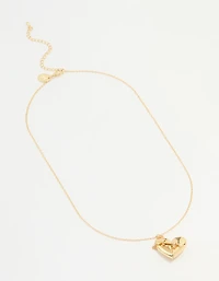 Gold Plated Heart Locket Pendant Necklace