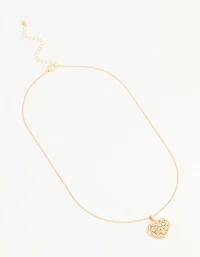 Gold Plated Cubic Zirconia Heart Locket Pendant Necklace