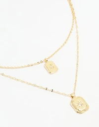 Gold Plated Cubic Zirconia Celestial Layered Necklace