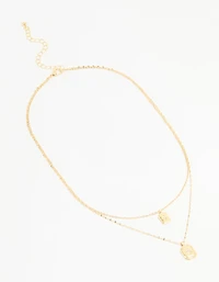 Gold Plated Cubic Zirconia Celestial Layered Necklace