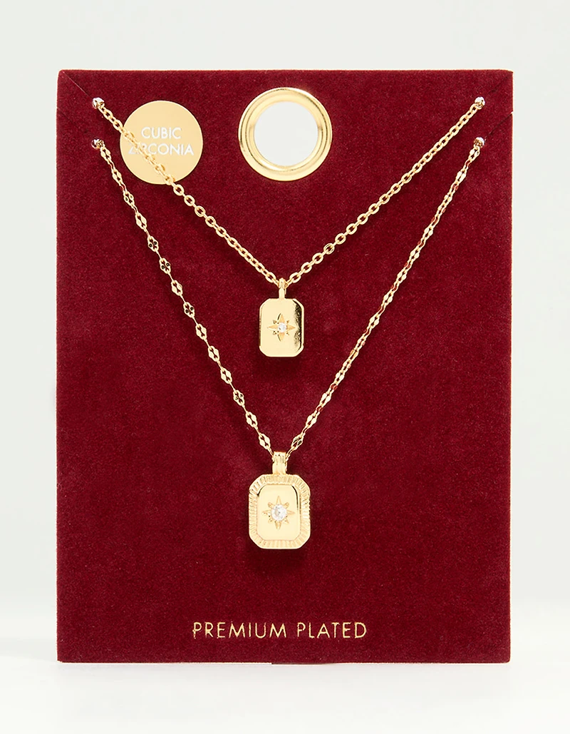 Gold Plated Cubic Zirconia Celestial Layered Necklace