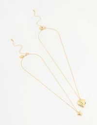 Gold Plated Heart Pendant Necklaces 2-Pack