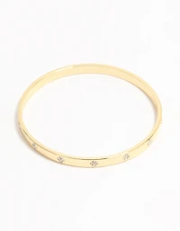 Gold Plated Cubic Zirconia Flower Bangle