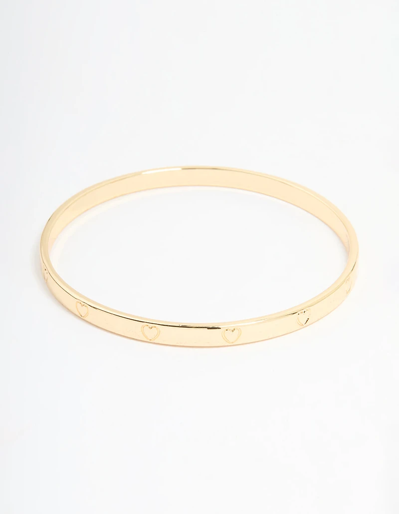 Gold Plated Brass Heart Bangle