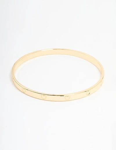 Gold Plated Brass Heart Bangle