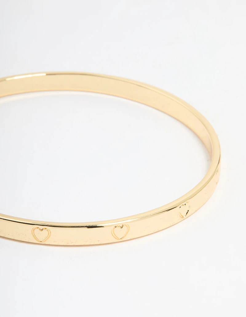 Gold Plated Brass Heart Bangle