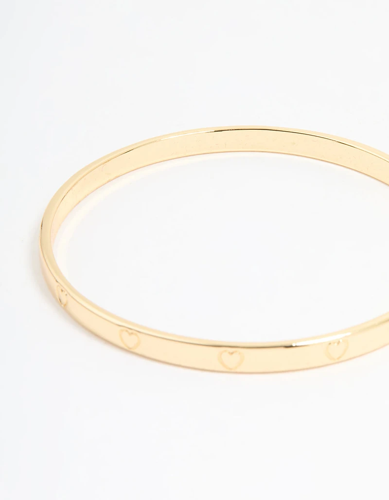 Gold Plated Brass Heart Bangle