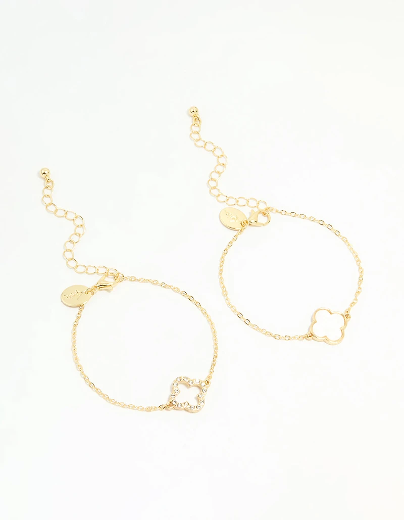 Gold Plated Flower Bracelets 2-Pack