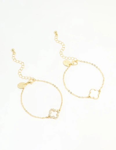 Gold Plated Flower Bracelets 2-Pack