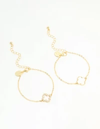 Gold Plated Flower Bracelets 2-Pack