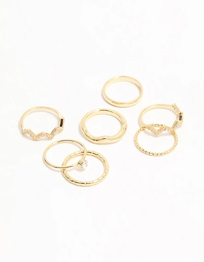 Gold Plated Zigzag Stacking Rings 7-Pack