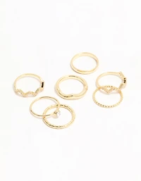 Gold Plated Zigzag Stacking Rings 7-Pack