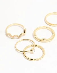 Gold Plated Zigzag Stacking Rings 7-Pack
